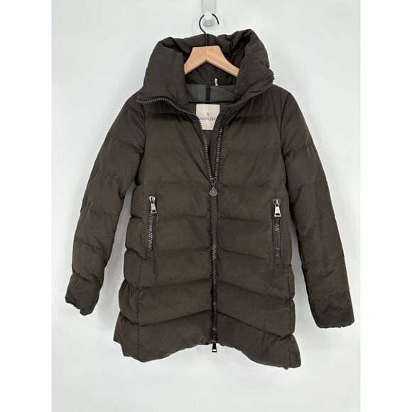 Moncler Petrea Quilted Puffer Jacket Feather Pure Goose Down Black XS Dark Grey - Picture 1 of 13